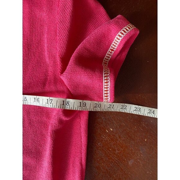 Vintage St John Women's Pink Knit White Trim Zip Jacket - 10 - Picture 5 of 11